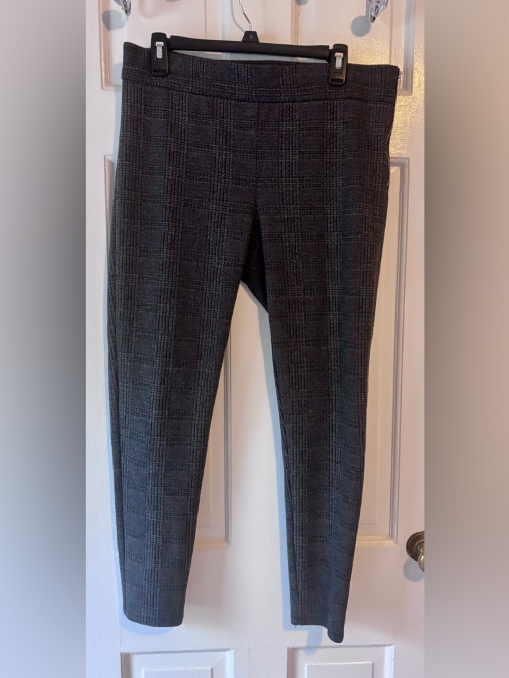 Ann Taylor Charcoal Plaid Ponte Skinny Pants